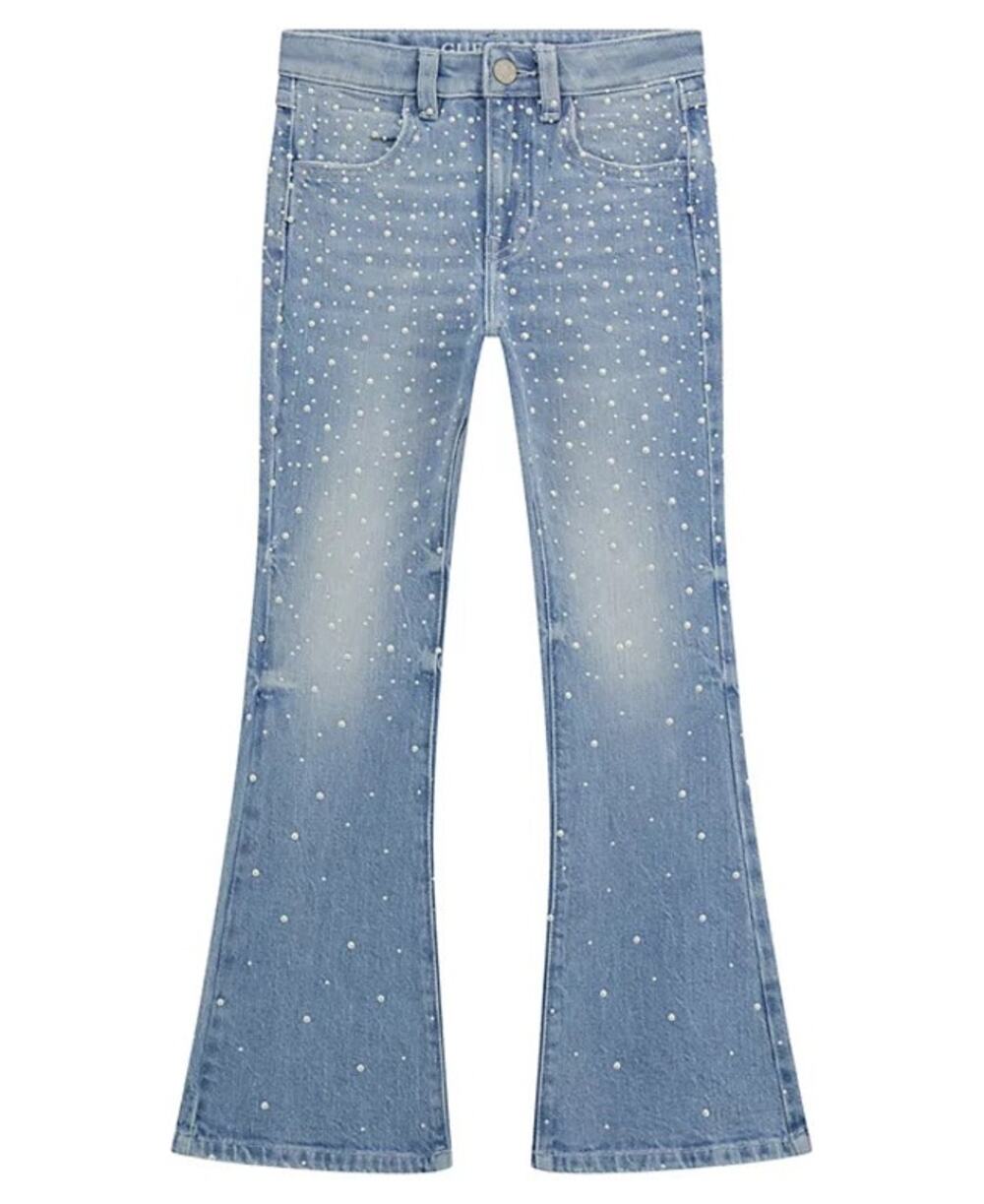 GUESS Big Girls Denim Flare with Pearls Jeans Big Kid 12